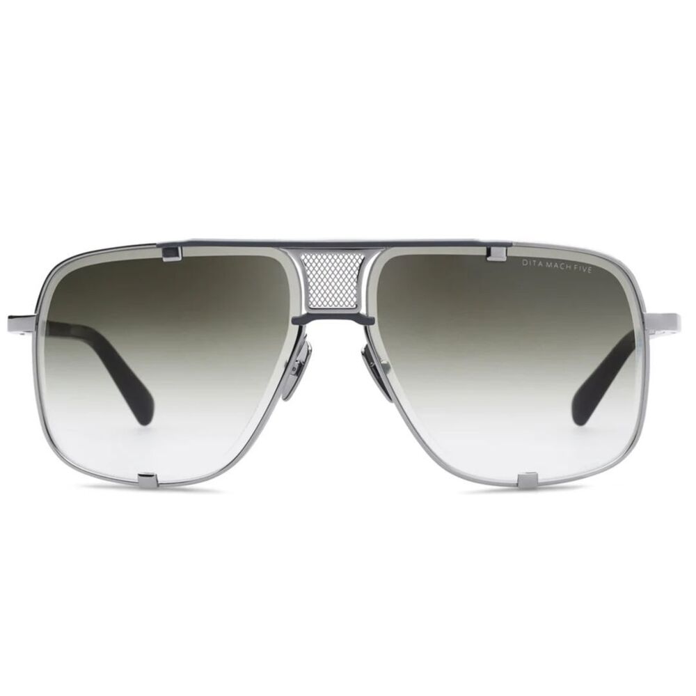 DITA Mach-Five Bold Aviator-Style Sunglasses with Gradient Grey Lenses